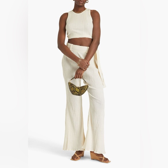 SAVANNAH MORROWEve crinkled cotton-gauze flared pants